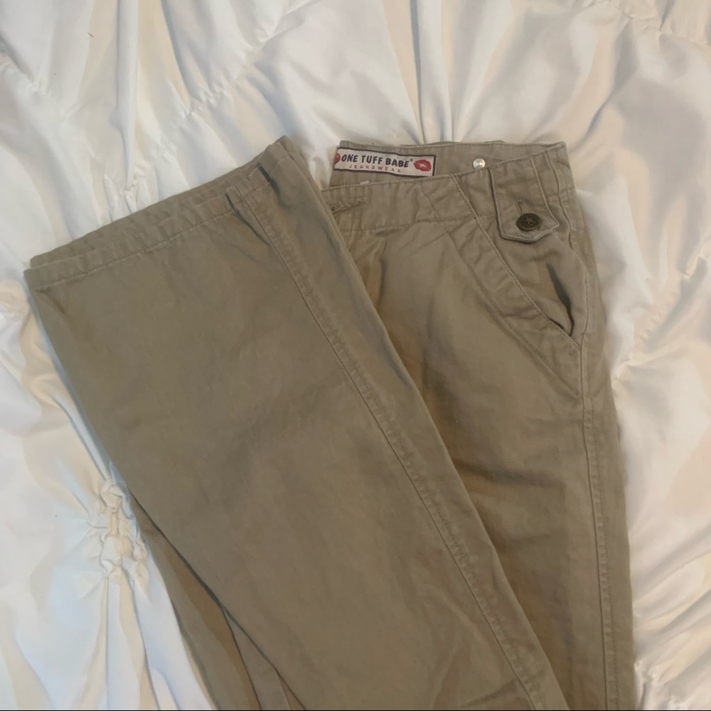one tuff babe bootcut low-rise tan jeans